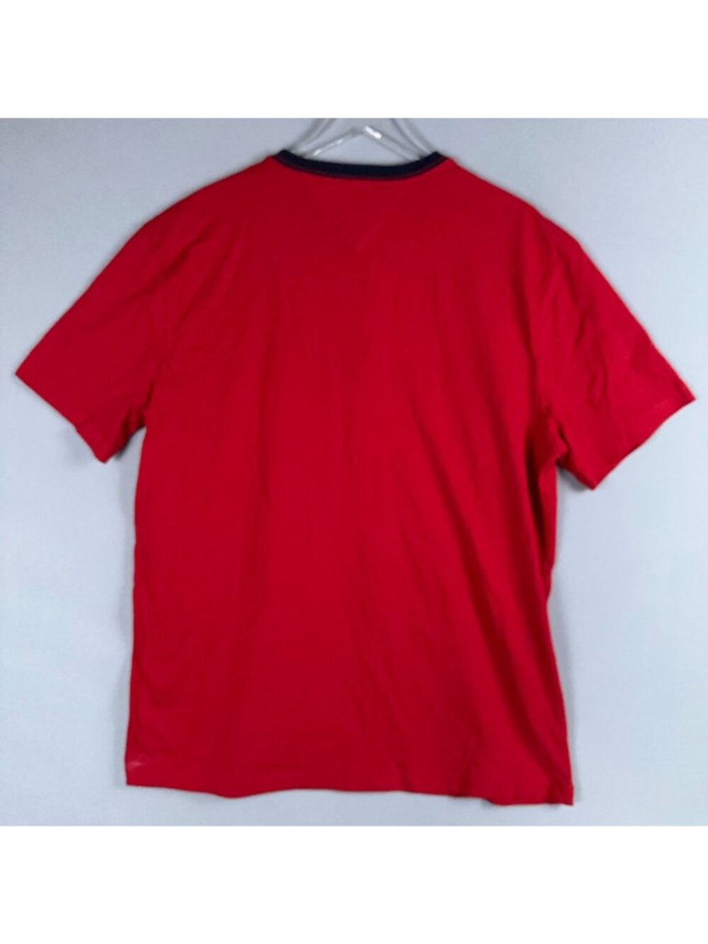 Tommy Hilfiger T-Shirt Size XL Red Crewneck 100% Cotton Stripe Logo Short Sleeve - Picture 7 of 15